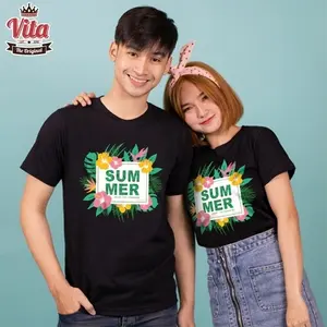 S-07 เสื้อSUMMER ENJOY THE SUNSHINE เสื้อยืดสีดำ