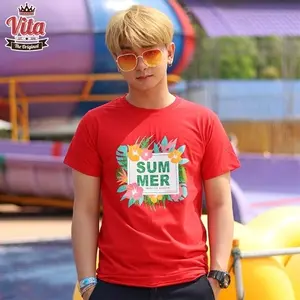 S-07 เสื้อSUMMER ENJOY THE SUNSHINE เสื้อยืดสีแดง