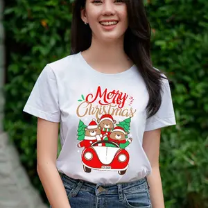 เสื้อคริสต์มาสเสื้อปีใหม่ ลาย07 สีขาว Merry Christmas เสื้อทีม เสื้อคู่ เสื้อครอบครัว