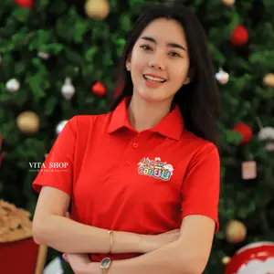 เสื้อโปโลคริสต์มาสเสื้อปีใหม่ ลาย18 สีแดง ช่วงเวลาแห่งรอยยิ้ม เสื้อทีม เสื้อคู่ เสื้อครอบครัว