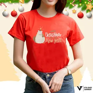 เสื้อคริสต์มาสเสื้อปีใหม่ ลาย03 สีแดง Merry Christmas เสื้อทีม เสื้อคู่ เสื้อครอบครัว
