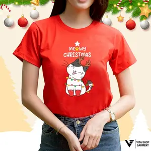 เสื้อคริสต์มาสเสื้อปีใหม่ ลาย07 สีแดง Merry Christmas เสื้อทีม เสื้อคู่ เสื้อครอบครัว