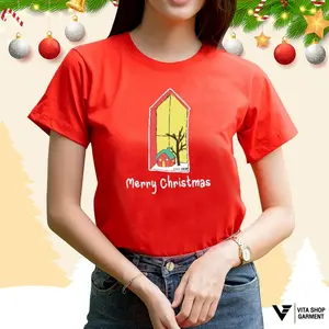 เสื้อคริสต์มาสเสื้อปีใหม่ ลาย10 สีแดง Merry Christmas เสื้อทีม เสื้อคู่ เสื้อครอบครัว