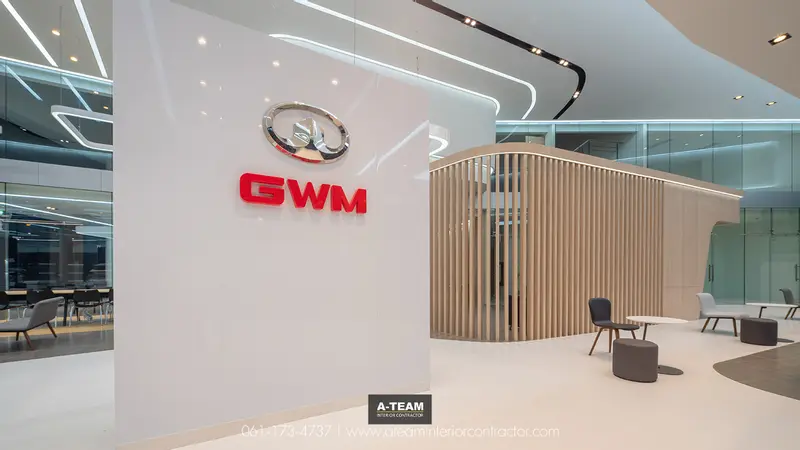 งานรับเหมาตกแต่งภายใน โชว์รูมรถยนต์ GWM  Great Wall Motor บนถนนซุปเปอร์ไฮเวย์ จังหวัดเชียงใหม่