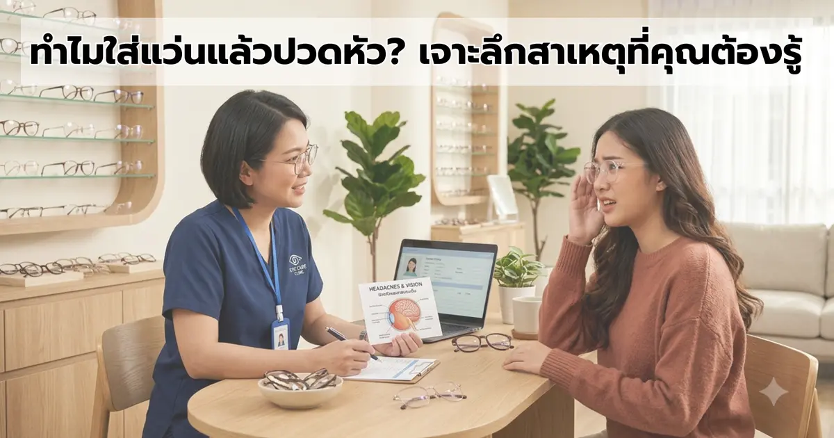 ทำไมใส่แว่นแล้วปวดหัว? เจาะลึกสาเหตุจากที่คุณต้องรู้ เพื่อการมองเห็นที่สบายตาตลอดวัน