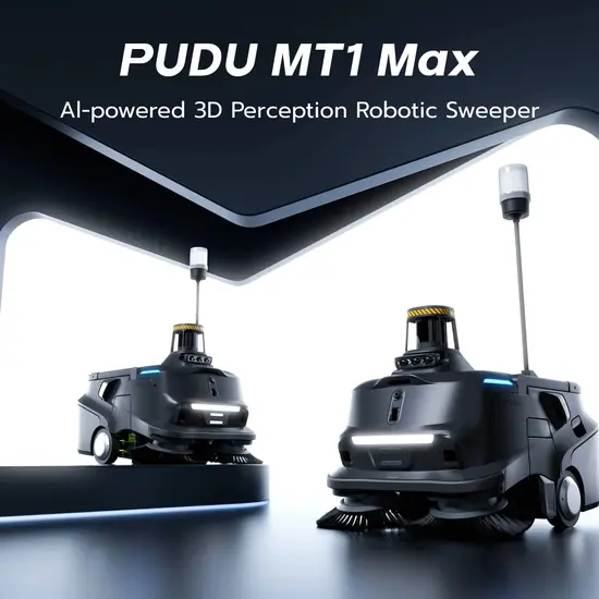 Pudu MT1 Max หุ่นยนต์กวาดพื้นกึ่งกลางแจ้งด้วย AI & 3D LiDAR